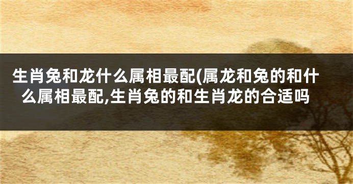 生肖兔和龙什么属相最配(属龙和兔的和什么属相最配,生肖兔的和生肖龙的合适吗