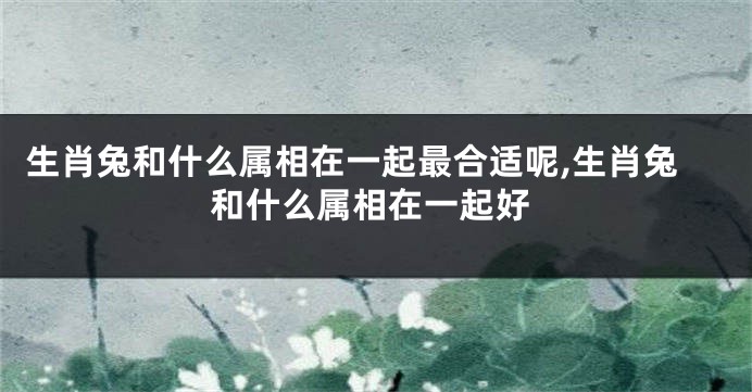生肖兔和什么属相在一起最合适呢,生肖兔和什么属相在一起好