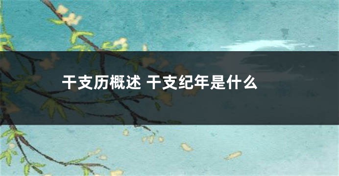 干支历概述 干支纪年是什么