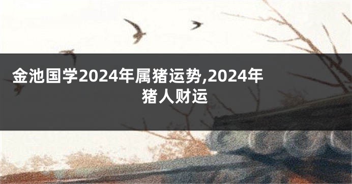 金池国学2024年属猪运势,2024年猪人财运