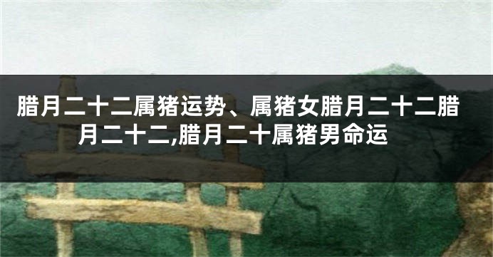 腊月二十二属猪运势、属猪女腊月二十二腊月二十二,腊月二十属猪男命运