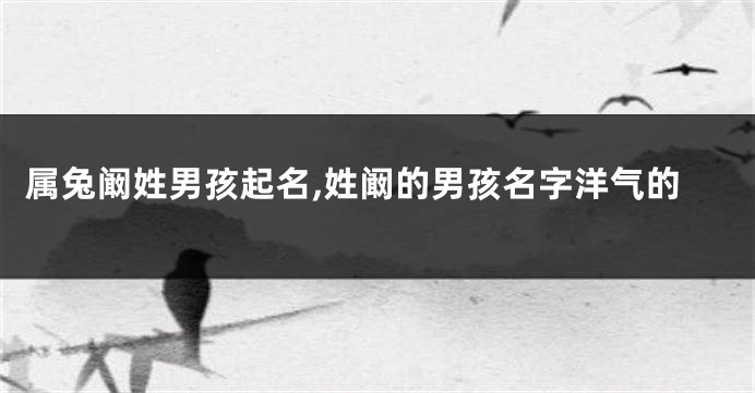 属兔阚姓男孩起名,姓阚的男孩名字洋气的