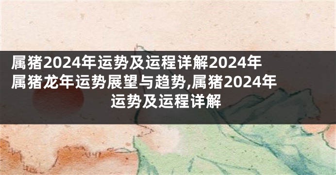 属猪2024年运势及运程详解2024年属猪龙年运势展望与趋势,属猪2024年运势及运程详解