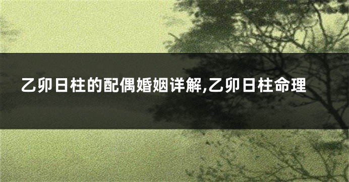 乙卯日柱的配偶婚姻详解,乙卯日柱命理