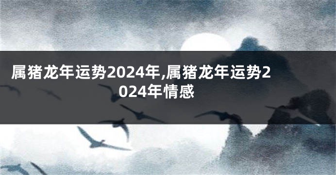 属猪龙年运势2024年,属猪龙年运势2024年情感