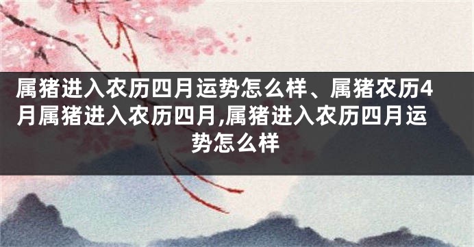 属猪进入农历四月运势怎么样、属猪农历4月属猪进入农历四月,属猪进入农历四月运势怎么样