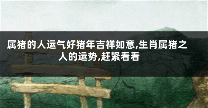 属猪的人运气好猪年吉祥如意,生肖属猪之人的运势,赶紧看看
