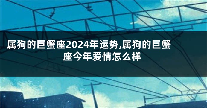属狗的巨蟹座2024年运势,属狗的巨蟹座今年爱情怎么样