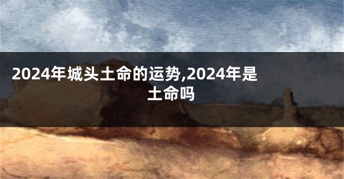 2024年城头土命的运势,2024年是土命吗