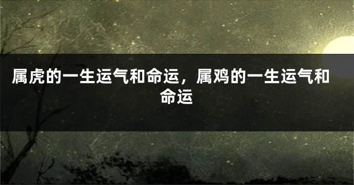 属虎的一生运气和命运，属鸡的一生运气和命运