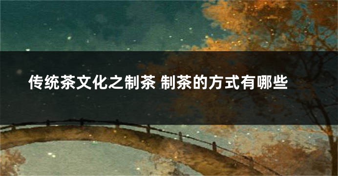传统茶文化之制茶 制茶的方式有哪些