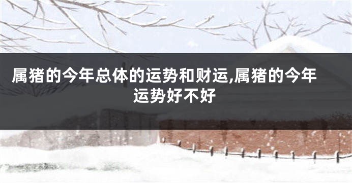 属猪的今年总体的运势和财运,属猪的今年运势好不好