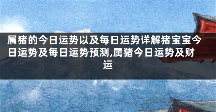属猪的今日运势以及每日运势详解猪宝宝今日运势及每日运势预测,属猪今日运势及财运