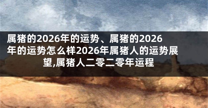 属猪的2026年的运势、属猪的2026年的运势怎么样2026年属猪人的运势展望,属猪人二零二零年运程