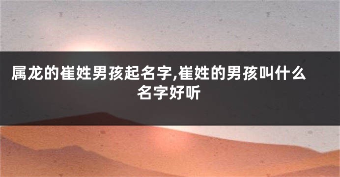 属龙的崔姓男孩起名字,崔姓的男孩叫什么名字好听