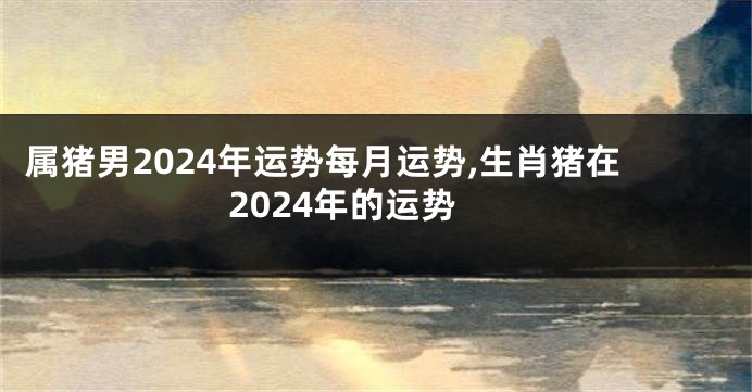 属猪男2024年运势每月运势,生肖猪在2024年的运势