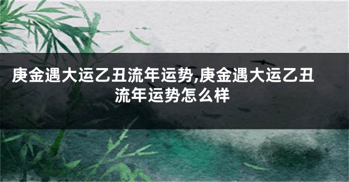 庚金遇大运乙丑流年运势,庚金遇大运乙丑流年运势怎么样