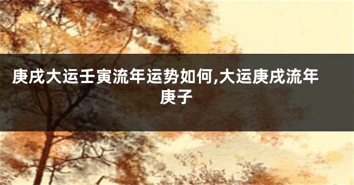 庚戌大运壬寅流年运势如何,大运庚戌流年庚子