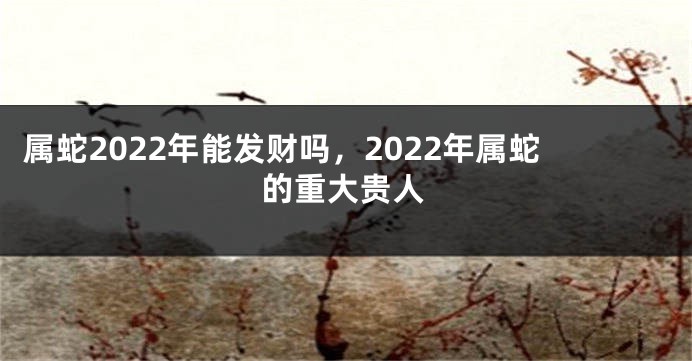 属蛇2022年能发财吗，2022年属蛇的重大贵人