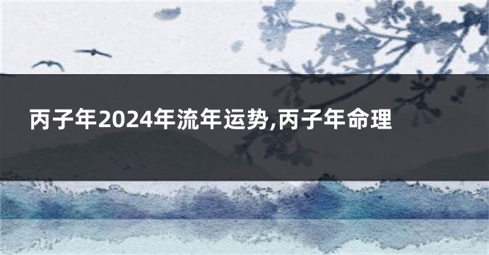 丙子年2024年流年运势,丙子年命理