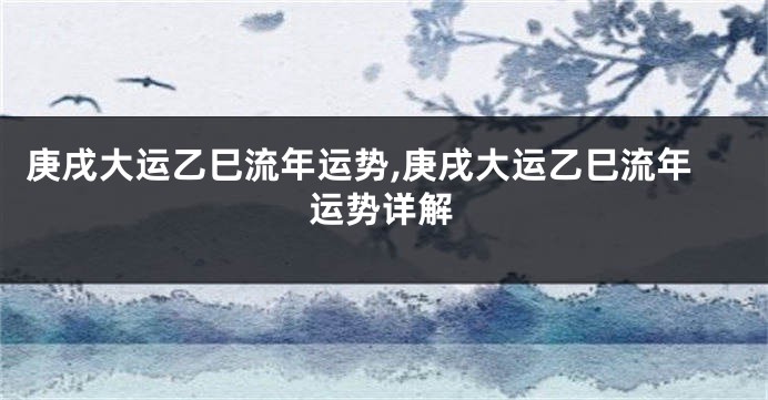 庚戌大运乙巳流年运势,庚戌大运乙巳流年运势详解