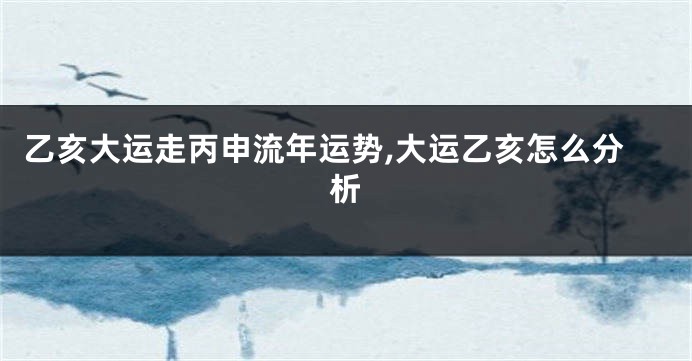 乙亥大运走丙申流年运势,大运乙亥怎么分析