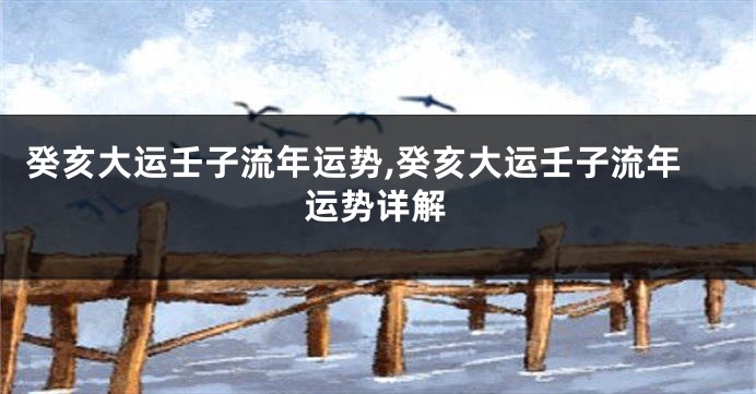 癸亥大运壬子流年运势,癸亥大运壬子流年运势详解