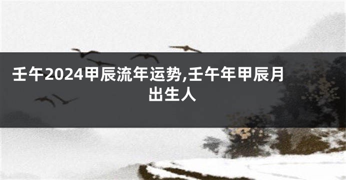 壬午2024甲辰流年运势,壬午年甲辰月出生人
