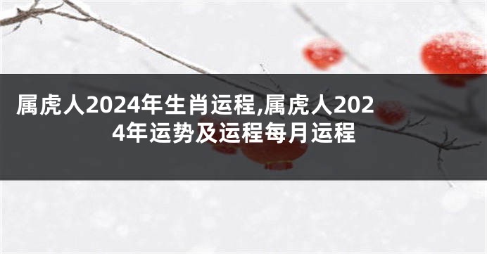 属虎人2024年生肖运程,属虎人2024年运势及运程每月运程