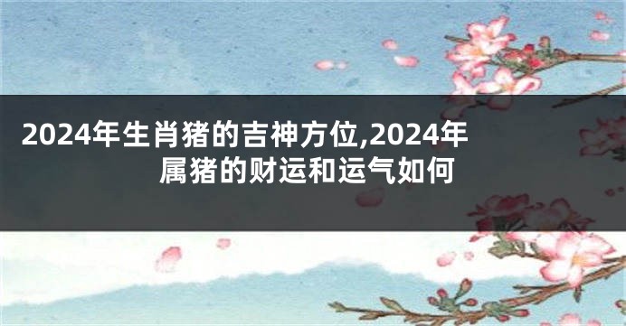 2024年生肖猪的吉神方位,2024年属猪的财运和运气如何
