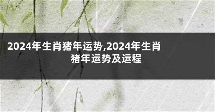 2024年生肖猪年运势,2024年生肖猪年运势及运程