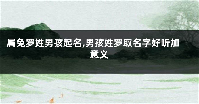 属兔罗姓男孩起名,男孩姓罗取名字好听加意义