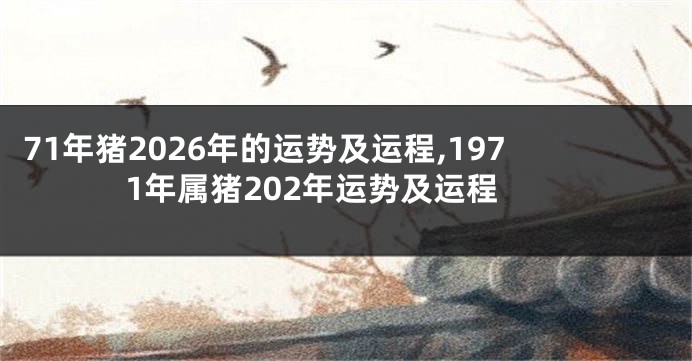 71年猪2026年的运势及运程,1971年属猪202年运势及运程