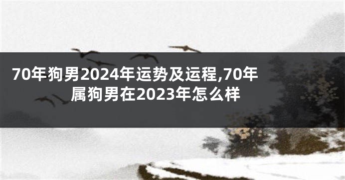 70年狗男2024年运势及运程,70年属狗男在2023年怎么样