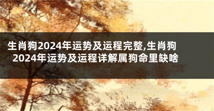 生肖狗2024年运势及运程完整,生肖狗2024年运势及运程详解属狗命里缺啥