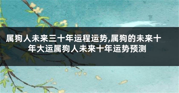属狗人未来三十年运程运势,属狗的未来十年大运属狗人未来十年运势预测