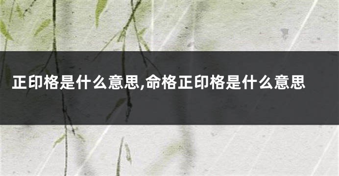正印格是什么意思,命格正印格是什么意思