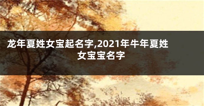 龙年夏姓女宝起名字,2021年牛年夏姓女宝宝名字