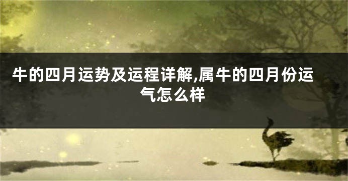 牛的四月运势及运程详解,属牛的四月份运气怎么样