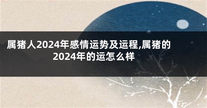 属猪人2024年感情运势及运程,属猪的2024年的运怎么样