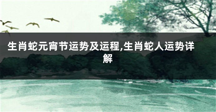 生肖蛇元宵节运势及运程,生肖蛇人运势详解
