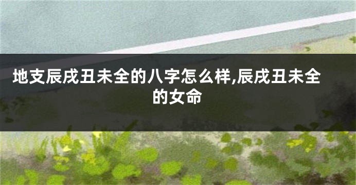 地支辰戌丑未全的八字怎么样,辰戌丑未全的女命