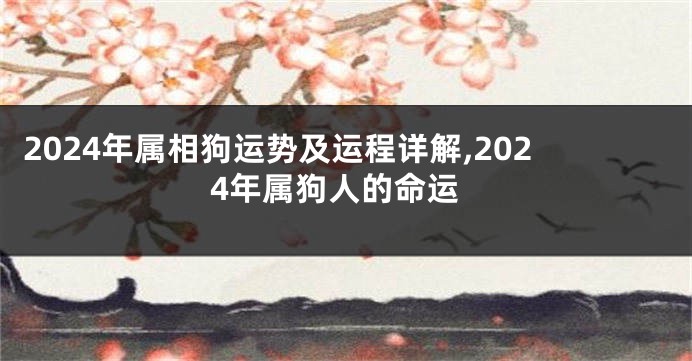 2024年属相狗运势及运程详解,2024年属狗人的命运