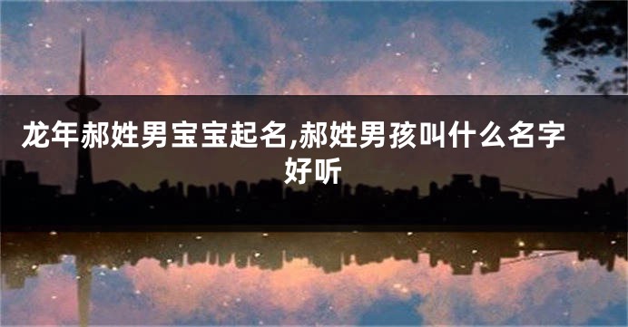 龙年郝姓男宝宝起名,郝姓男孩叫什么名字好听