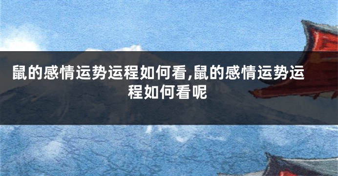 鼠的感情运势运程如何看,鼠的感情运势运程如何看呢