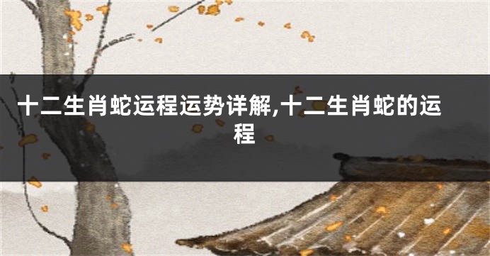 十二生肖蛇运程运势详解,十二生肖蛇的运程