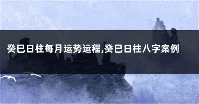 癸巳日柱每月运势运程,癸巳日柱八字案例