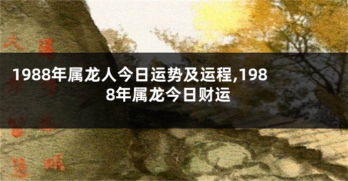 1988年属龙人今日运势及运程,1988年属龙今日财运