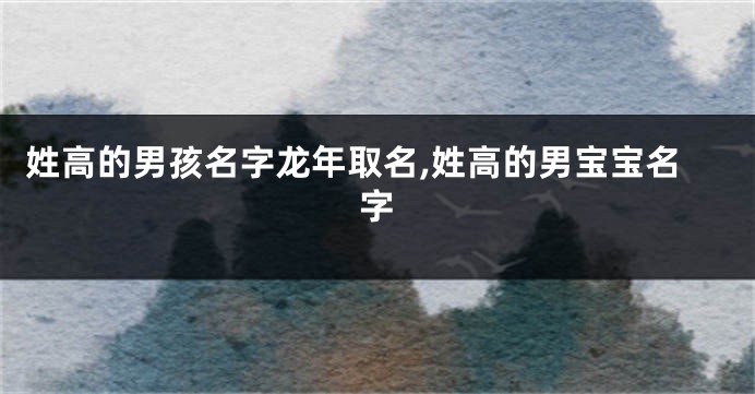 姓高的男孩名字龙年取名,姓高的男宝宝名字