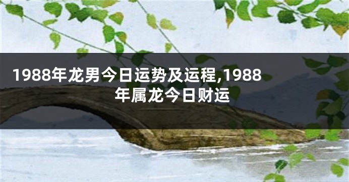 1988年龙男今日运势及运程,1988年属龙今日财运